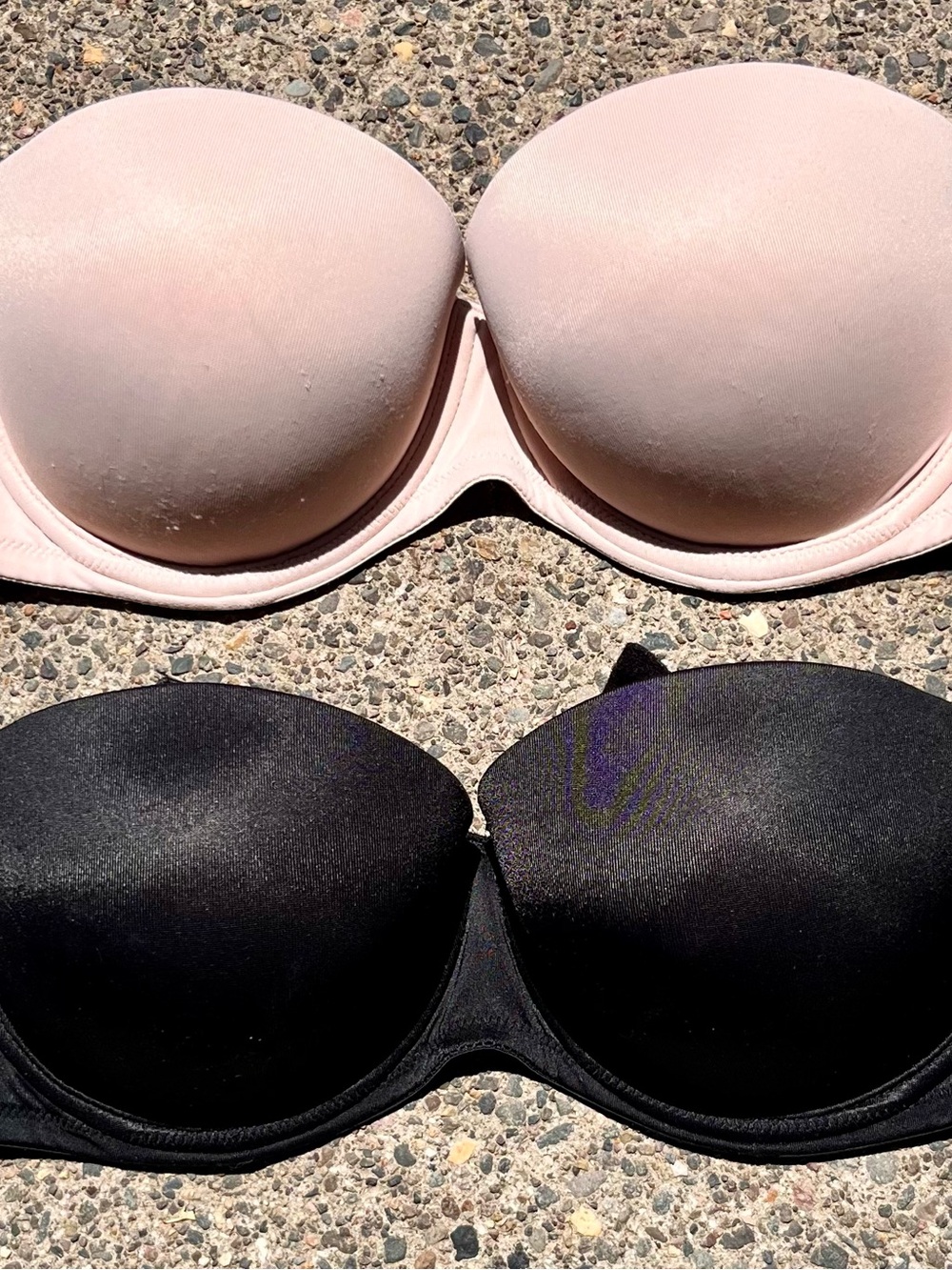 PINK Victoria's Secret Strapless Molded Bras — Nude & Black